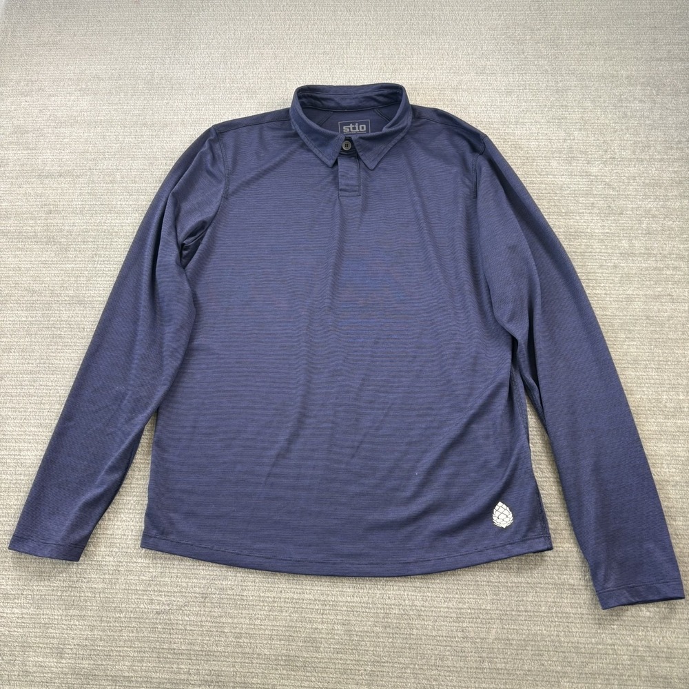 Stio Polo Shirt Mens Medium Navy Blue Jersey Long Sleeve Casual Stretch
